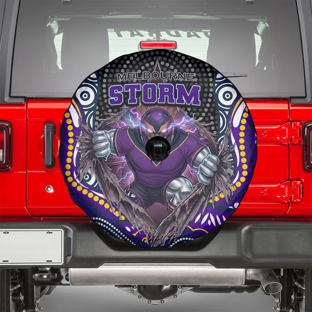 Melbourne Storm Spare Tire Cover The Scream of Lightning Eyes - Indigenous Dot Ripping Effect