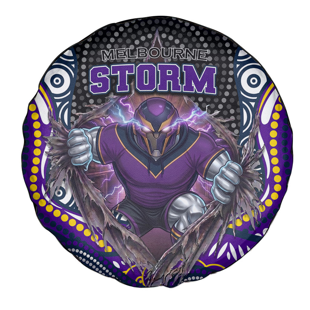 Melbourne Storm Spare Tire Cover The Scream of Lightning Eyes - Indigenous Dot Ripping Effect