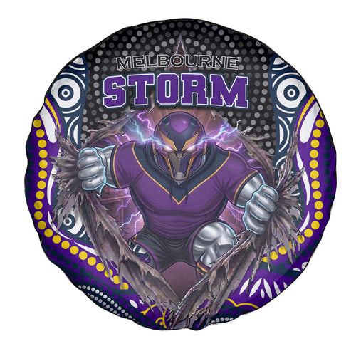 Melbourne Storm Spare Tire Cover The Scream of Lightning Eyes - Indigenous Dot Ripping Effect
