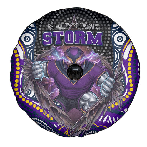 Melbourne Storm Spare Tire Cover The Scream of Lightning Eyes - Indigenous Dot Ripping Effect