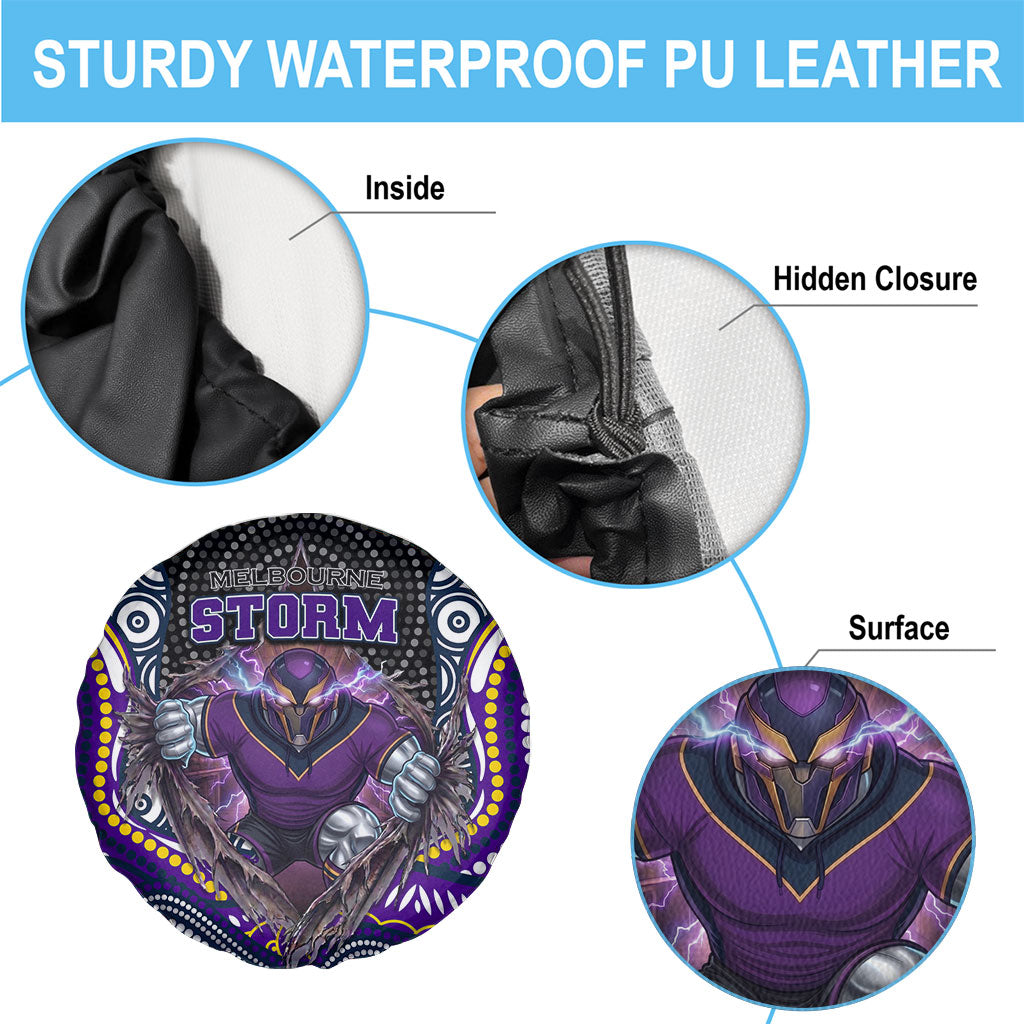 Melbourne Storm Spare Tire Cover The Scream of Lightning Eyes - Indigenous Dot Ripping Effect