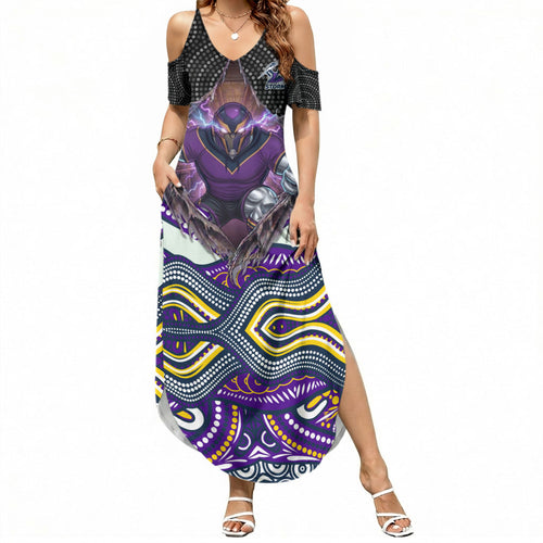 Melbourne Storm Summer Maxi Dress The Scream of Lightning Eyes - Indigenous Dot Ripping Effect