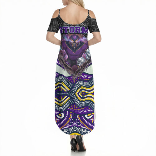 Melbourne Storm Summer Maxi Dress The Scream of Lightning Eyes - Indigenous Dot Ripping Effect