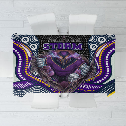 Melbourne Storm Tablecloth The Scream of Lightning Eyes - Indigenous Dot Ripping Effect