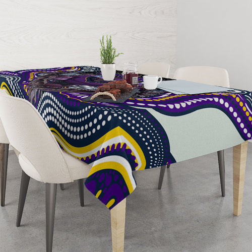 Melbourne Storm Tablecloth The Scream of Lightning Eyes - Indigenous Dot Ripping Effect