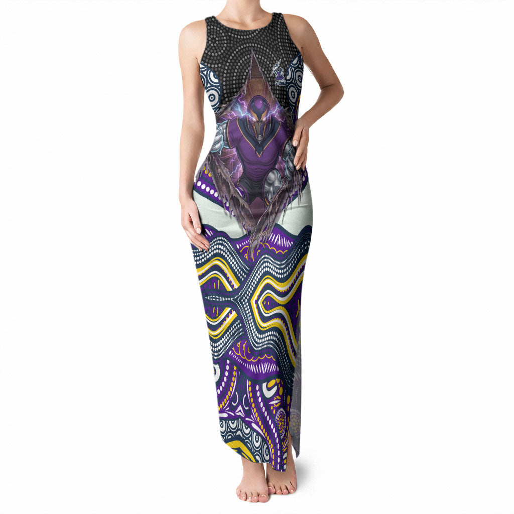 Melbourne Storm Tank Maxi Dress The Scream of Lightning Eyes - Indigenous Dot Ripping Effect