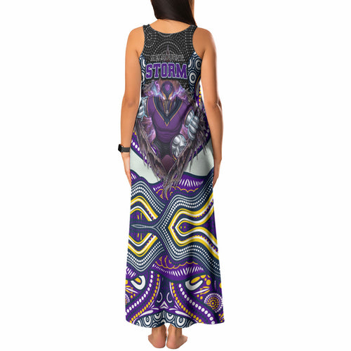 Melbourne Storm Tank Maxi Dress The Scream of Lightning Eyes - Indigenous Dot Ripping Effect