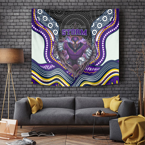 Melbourne Storm Tapestry The Scream of Lightning Eyes - Indigenous Dot Ripping Effect