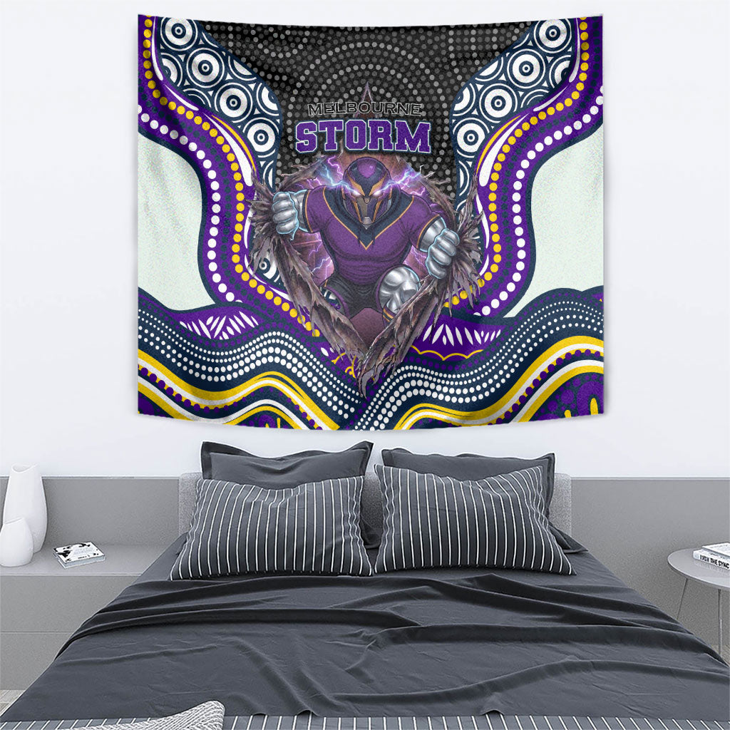 Melbourne Storm Tapestry The Scream of Lightning Eyes - Indigenous Dot Ripping Effect