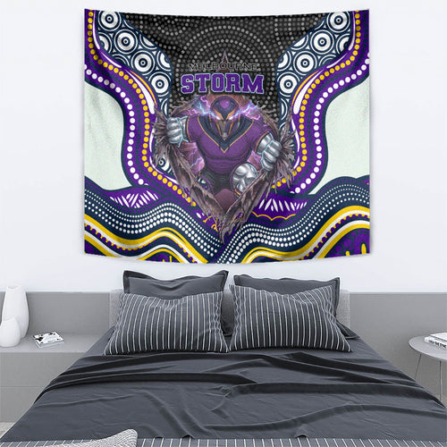 Melbourne Storm Tapestry The Scream of Lightning Eyes - Indigenous Dot Ripping Effect