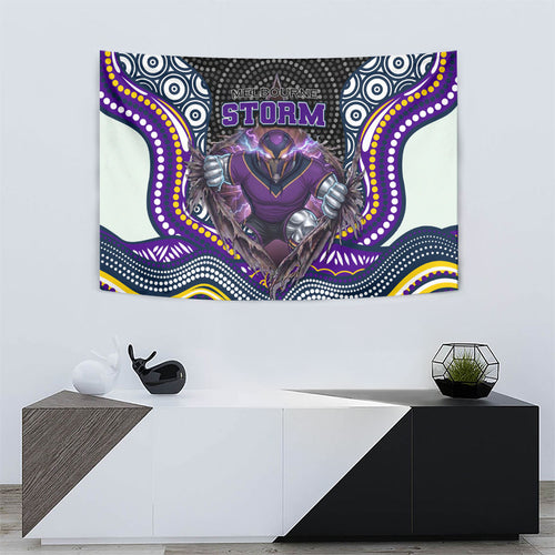 Melbourne Storm Tapestry The Scream of Lightning Eyes - Indigenous Dot Ripping Effect