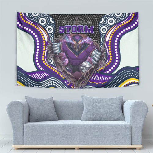 Melbourne Storm Tapestry The Scream of Lightning Eyes - Indigenous Dot Ripping Effect