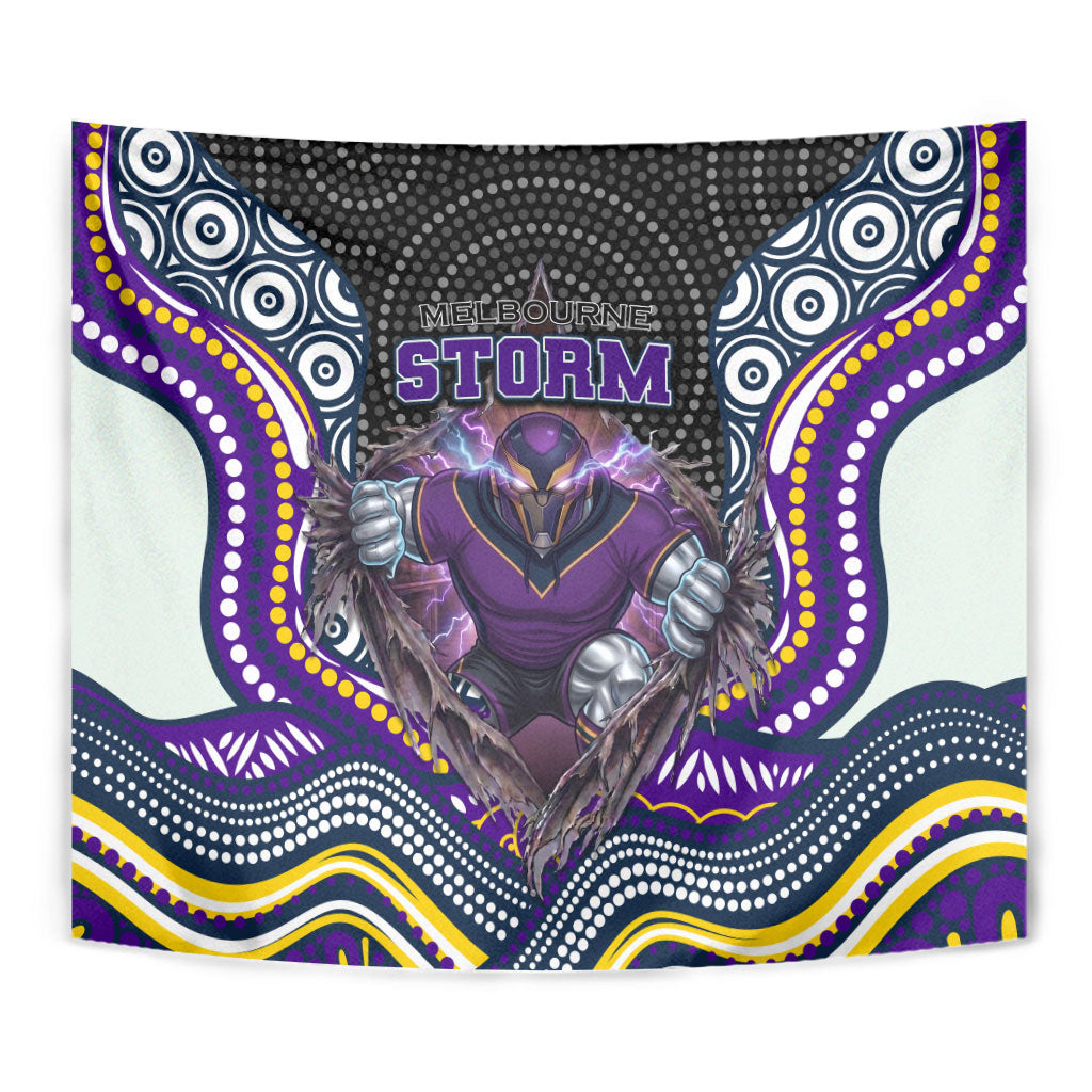 Melbourne Storm Tapestry The Scream of Lightning Eyes - Indigenous Dot Ripping Effect