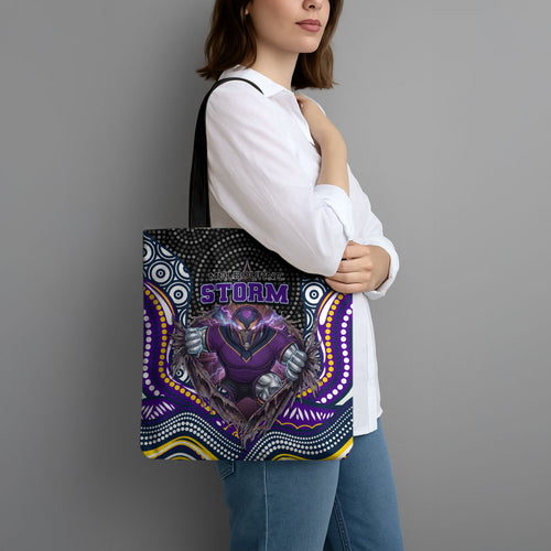 Melbourne Storm Tote Bag The Scream of Lightning Eyes - Indigenous Dot Ripping Effect