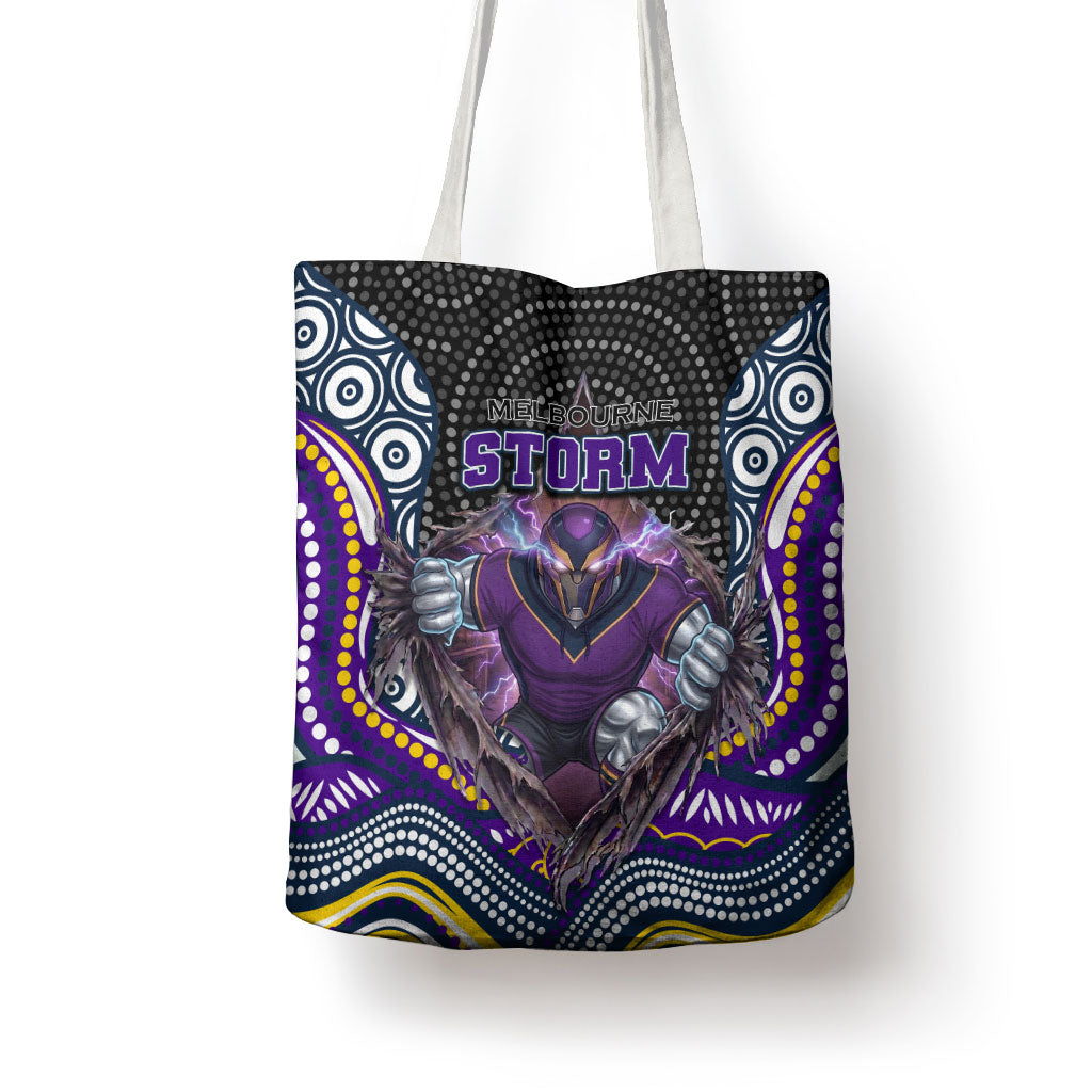 Melbourne Storm Tote Bag The Scream of Lightning Eyes - Indigenous Dot Ripping Effect