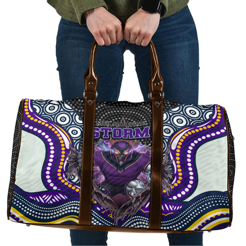 Melbourne Storm Travel Bag The Scream of Lightning Eyes - Indigenous Dot Ripping Effect
