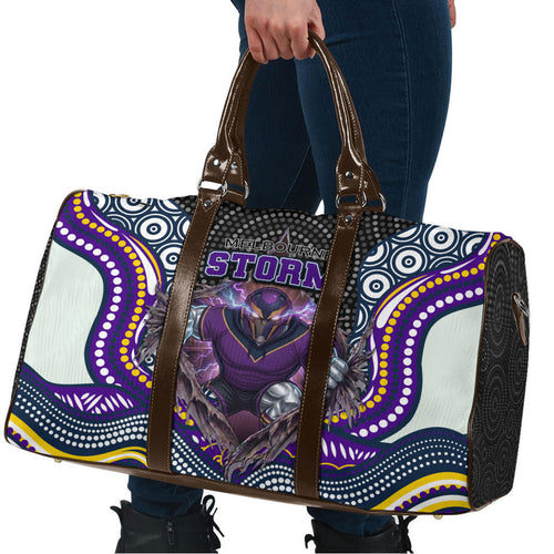 Melbourne Storm Travel Bag The Scream of Lightning Eyes - Indigenous Dot Ripping Effect