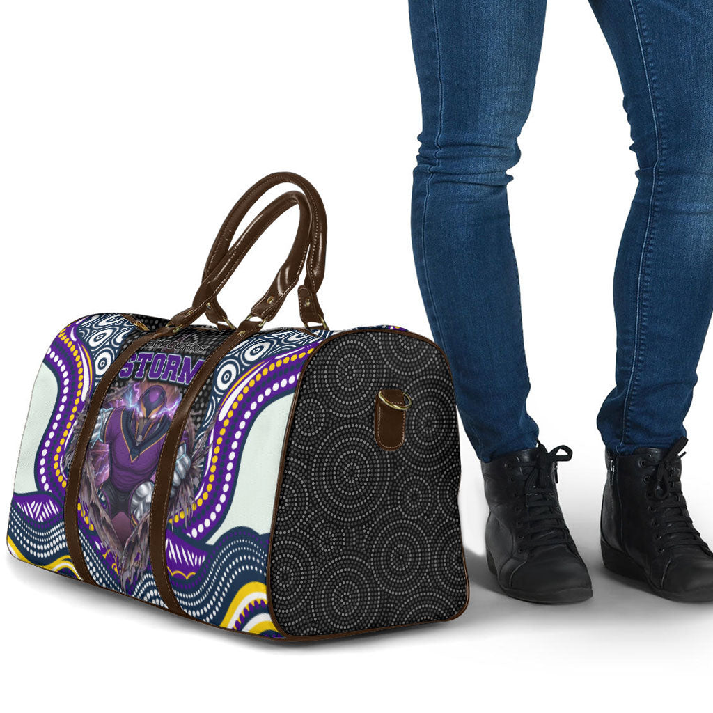 Melbourne Storm Travel Bag The Scream of Lightning Eyes - Indigenous Dot Ripping Effect