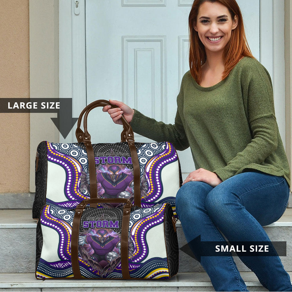 Melbourne Storm Travel Bag The Scream of Lightning Eyes - Indigenous Dot Ripping Effect