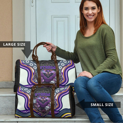 Melbourne Storm Travel Bag The Scream of Lightning Eyes - Indigenous Dot Ripping Effect