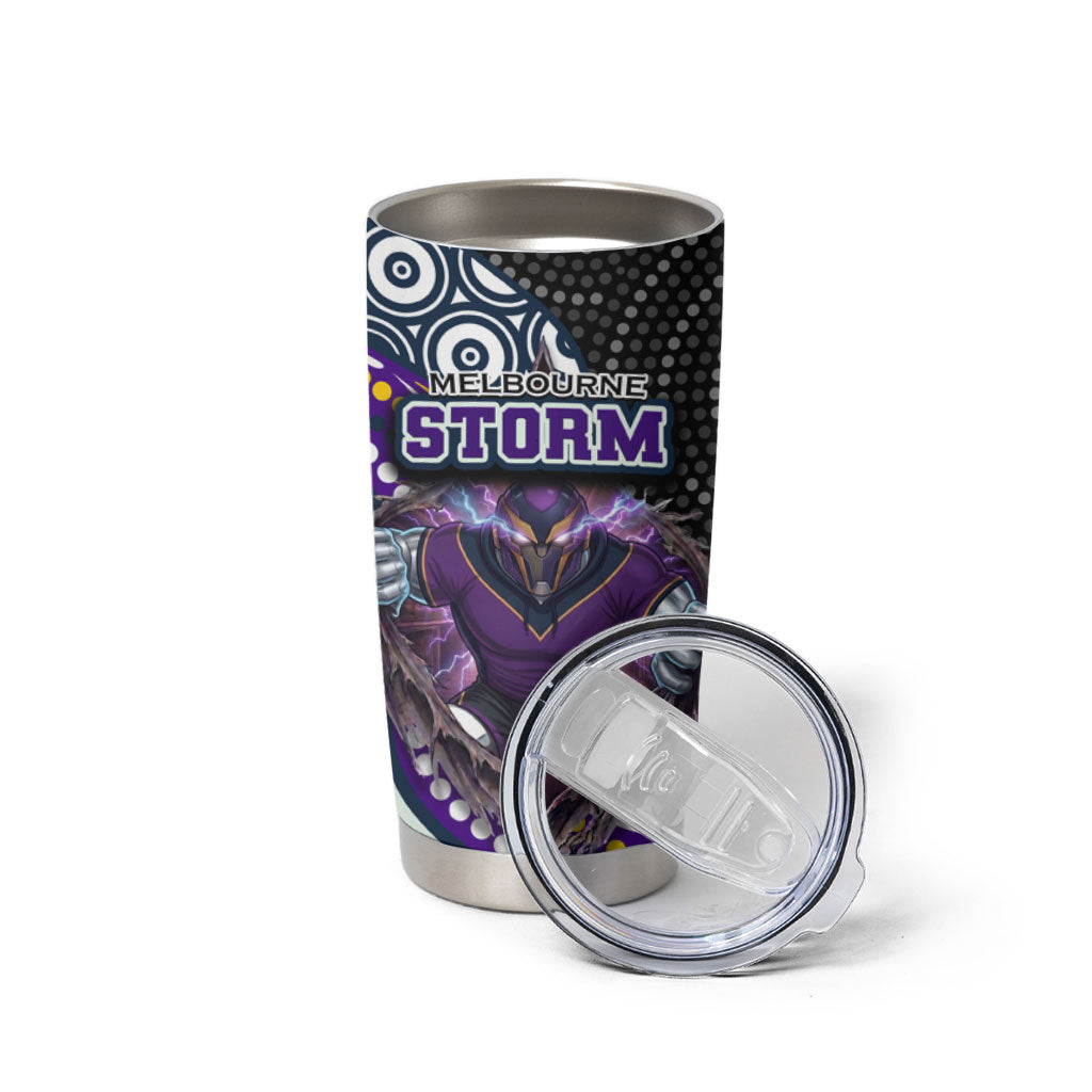 Melbourne Storm Tumbler Cup The Scream of Lightning Eyes - Indigenous Dot Ripping Effect