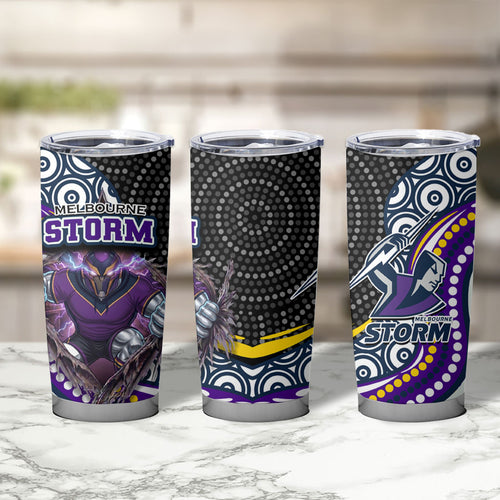Melbourne Storm Tumbler Cup The Scream of Lightning Eyes - Indigenous Dot Ripping Effect