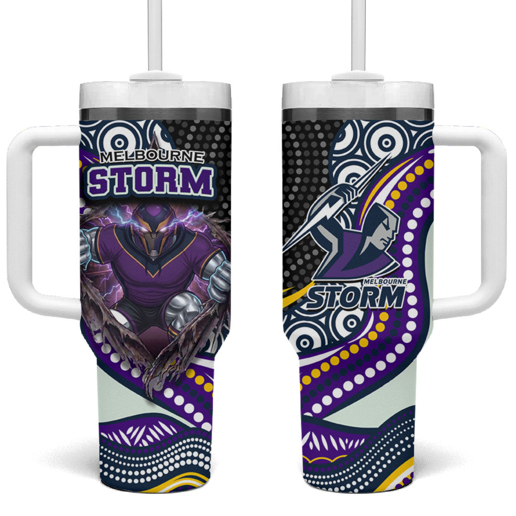 Melbourne Storm Tumbler With Handle The Scream of Lightning Eyes - Indigenous Dot Ripping Effect