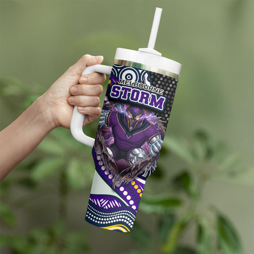 Melbourne Storm Tumbler With Handle The Scream of Lightning Eyes - Indigenous Dot Ripping Effect