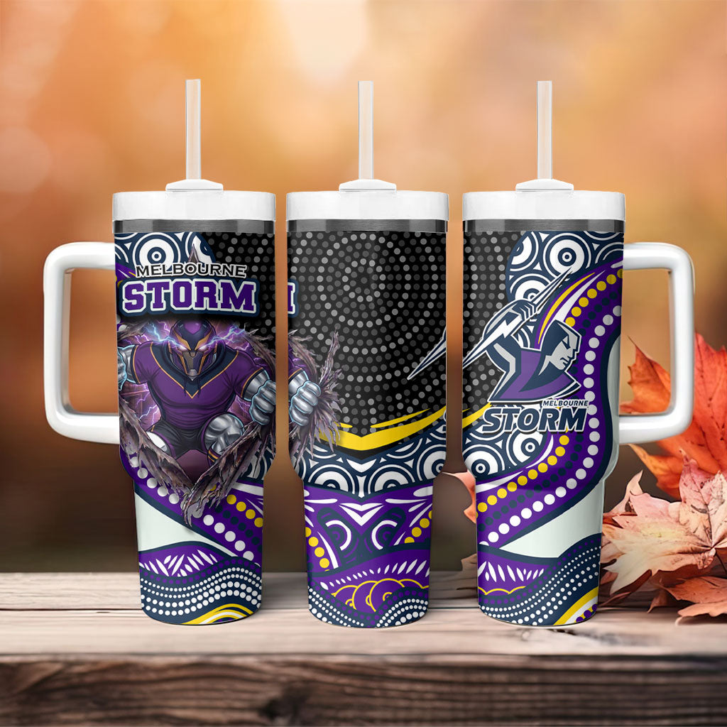 Melbourne Storm Tumbler With Handle The Scream of Lightning Eyes - Indigenous Dot Ripping Effect