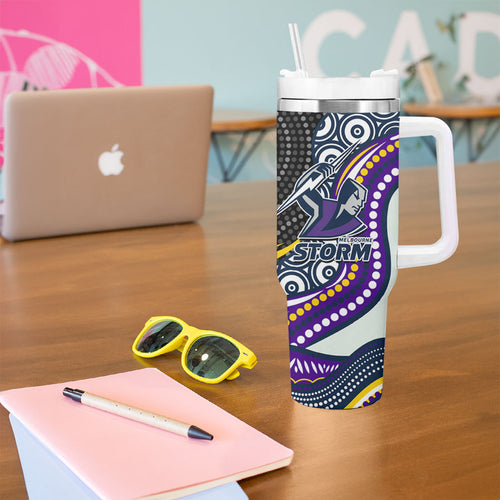 Melbourne Storm Tumbler With Handle The Scream of Lightning Eyes - Indigenous Dot Ripping Effect