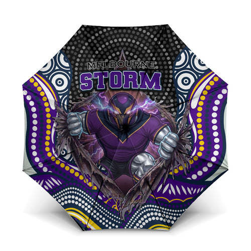 Melbourne Storm Umbrella The Scream of Lightning Eyes - Indigenous Dot Ripping Effect