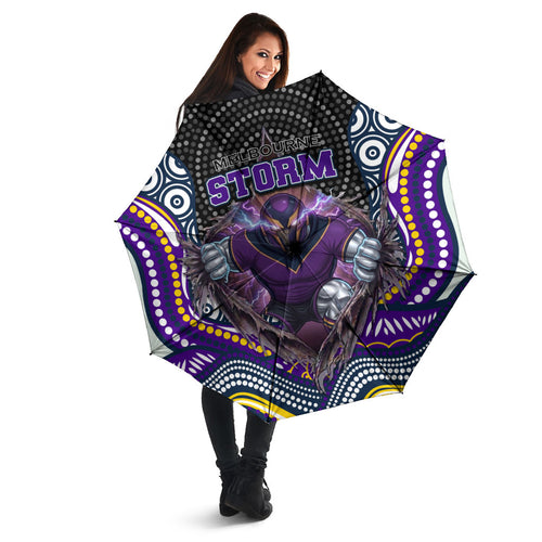 Melbourne Storm Umbrella The Scream of Lightning Eyes - Indigenous Dot Ripping Effect