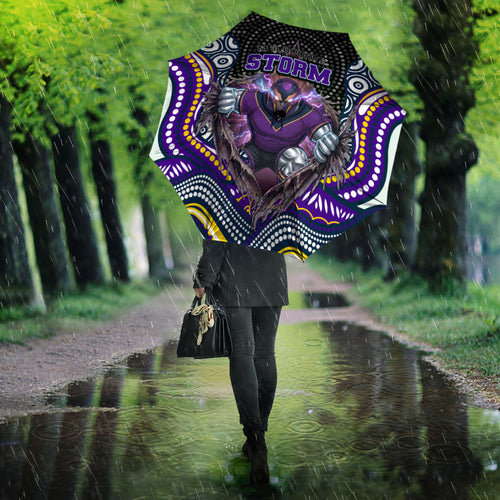 Melbourne Storm Umbrella The Scream of Lightning Eyes - Indigenous Dot Ripping Effect