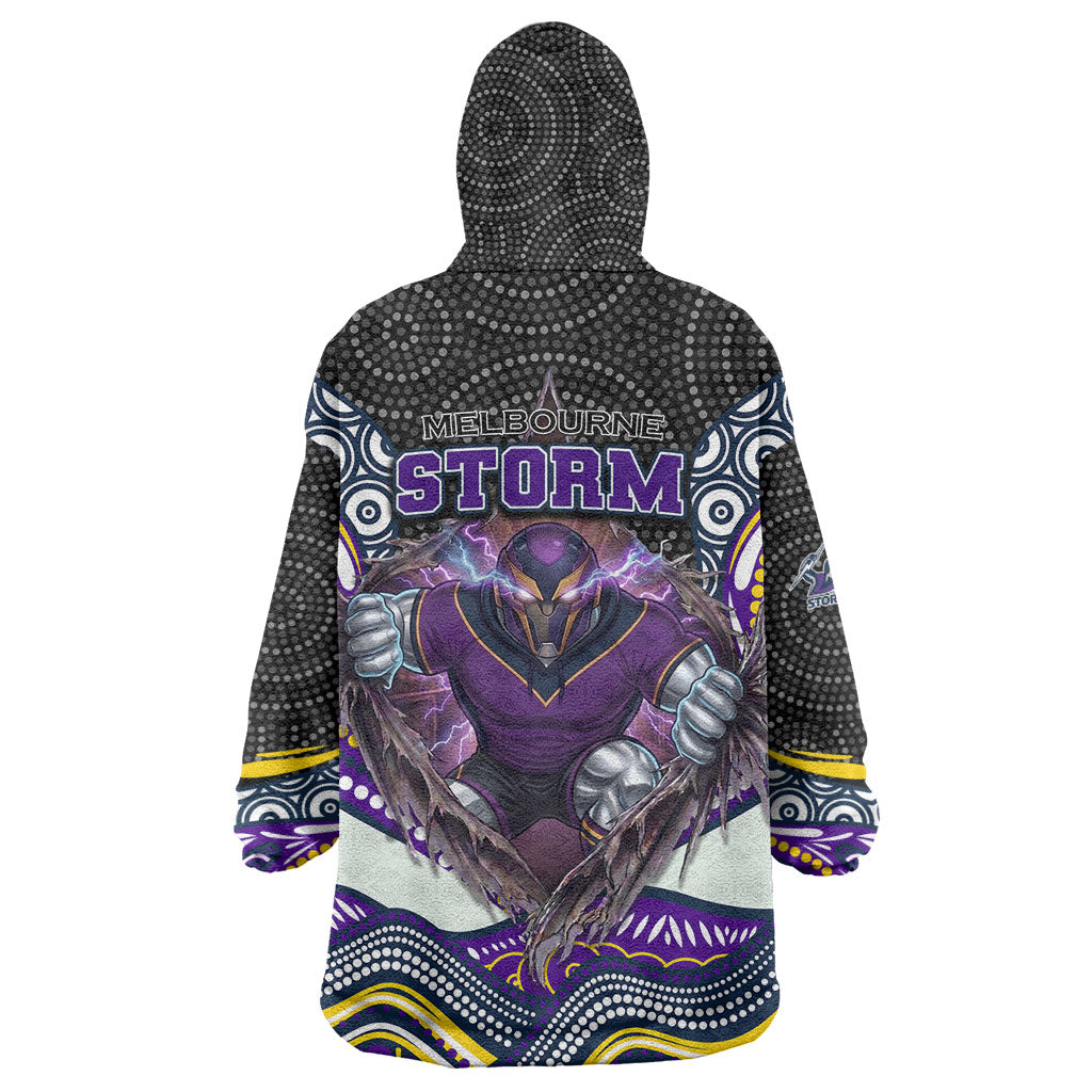 Melbourne Storm Wearable Blanket Hoodie The Scream of Lightning Eyes - Indigenous Dot Ripping Effect