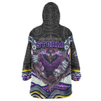 Melbourne Storm Wearable Blanket Hoodie The Scream of Lightning Eyes - Indigenous Dot Ripping Effect