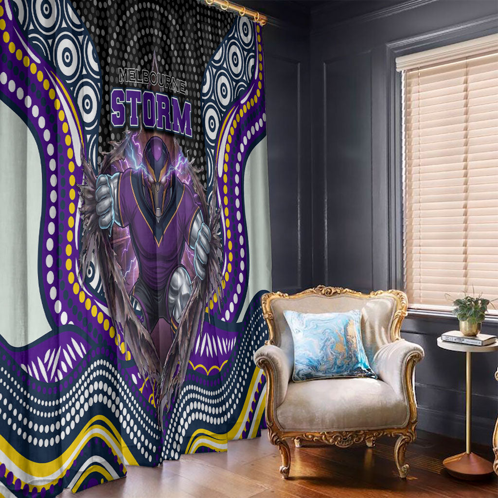 Melbourne Storm Window Curtain The Scream of Lightning Eyes - Indigenous Dot Ripping Effect