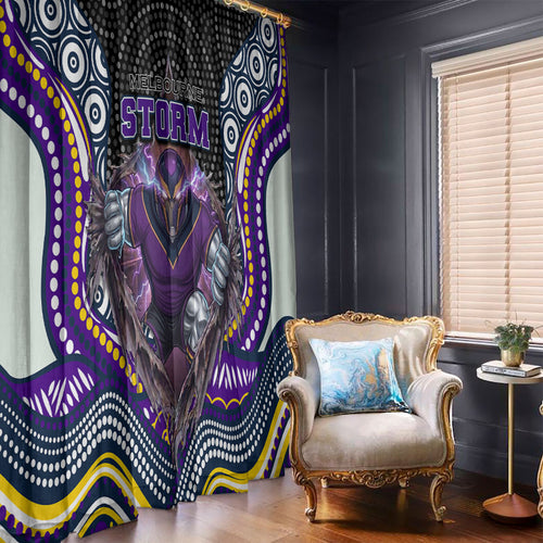 Melbourne Storm Window Curtain The Scream of Lightning Eyes - Indigenous Dot Ripping Effect