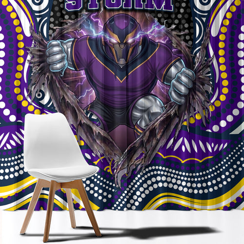 Melbourne Storm Window Curtain The Scream of Lightning Eyes - Indigenous Dot Ripping Effect