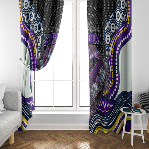 Melbourne Storm Window Curtain The Scream of Lightning Eyes - Indigenous Dot Ripping Effect