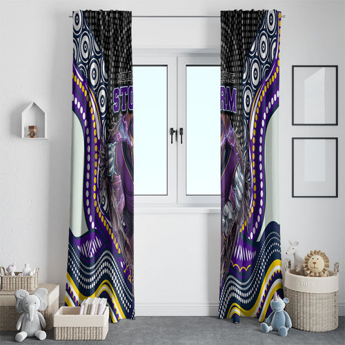 Melbourne Storm Window Curtain The Scream of Lightning Eyes - Indigenous Dot Ripping Effect