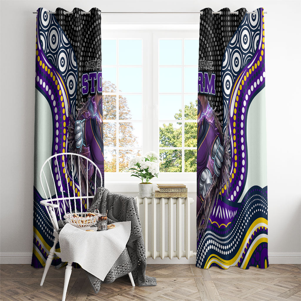 Melbourne Storm Window Curtain The Scream of Lightning Eyes - Indigenous Dot Ripping Effect