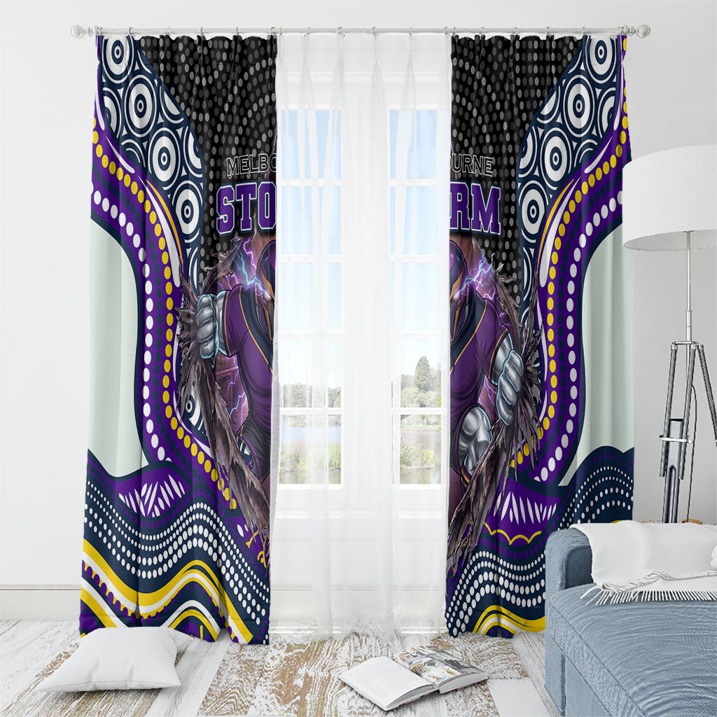 Melbourne Storm Window Curtain The Scream of Lightning Eyes - Indigenous Dot Ripping Effect