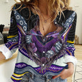 Melbourne Storm Women Casual Shirt The Scream of Lightning Eyes - Indigenous Dot Ripping Effect