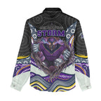 Melbourne Storm Women Casual Shirt The Scream of Lightning Eyes - Indigenous Dot Ripping Effect