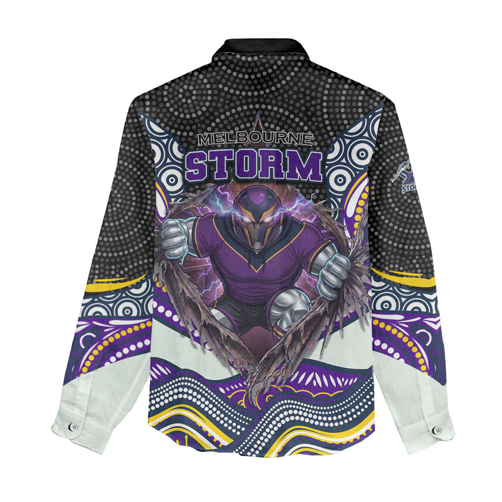 Melbourne Storm Women Casual Shirt The Scream of Lightning Eyes - Indigenous Dot Ripping Effect