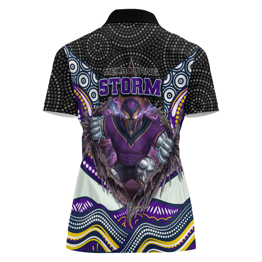 Melbourne Storm Women Polo Shirt The Scream of Lightning Eyes - Indigenous Dot Ripping Effect
