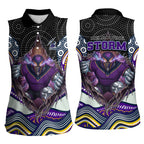 Melbourne Storm Women Sleeveless Polo Shirt The Scream of Lightning Eyes - Indigenous Dot Ripping Effect