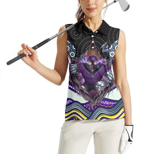 Melbourne Storm Women Sleeveless Polo Shirt The Scream of Lightning Eyes - Indigenous Dot Ripping Effect