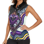 Melbourne Storm Women Sleeveless Polo Shirt The Scream of Lightning Eyes - Indigenous Dot Ripping Effect