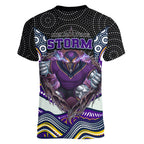 Melbourne Storm Women V-Neck T-Shirt The Scream of Lightning Eyes - Indigenous Dot Ripping Effect